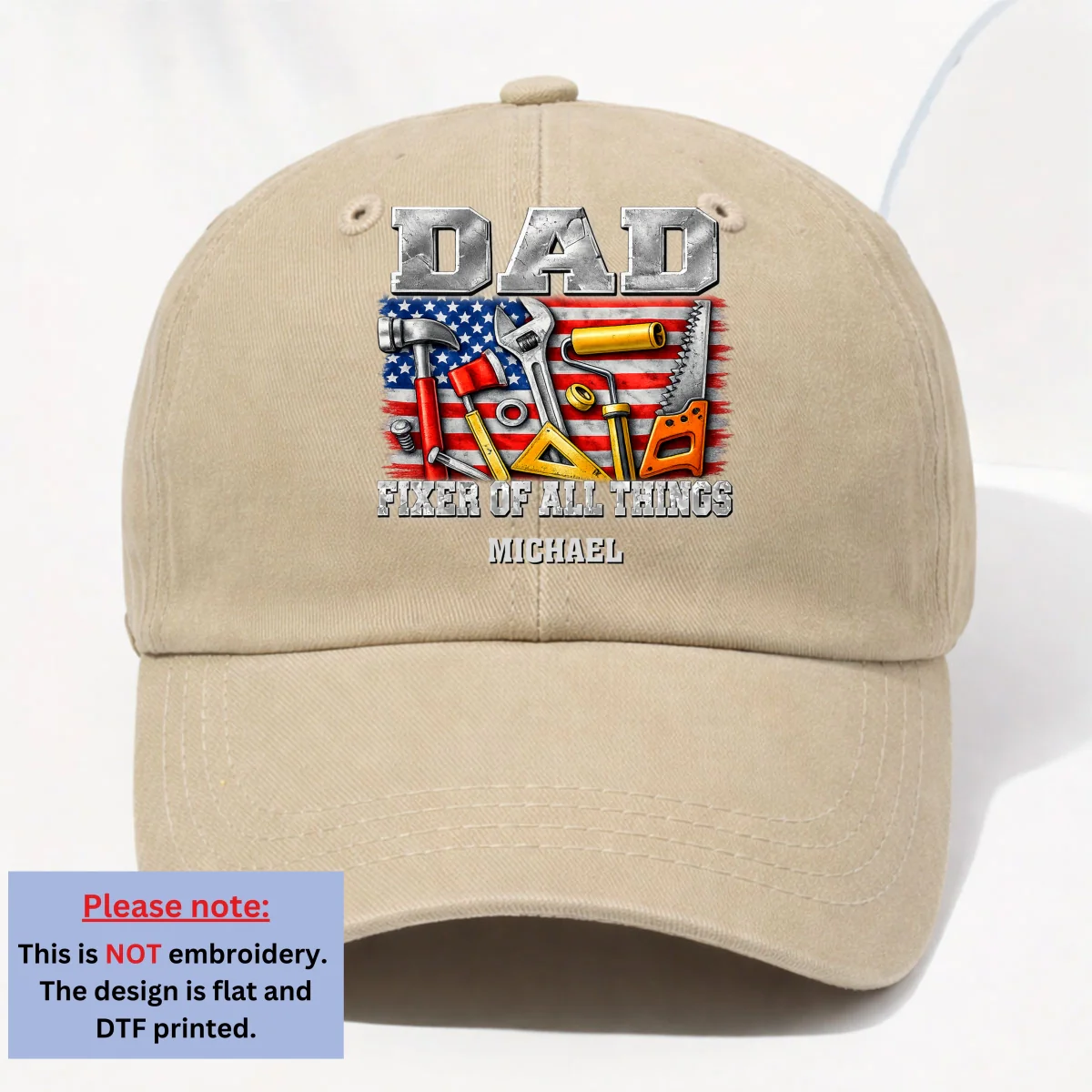 Fixer Of All - Personalized Custom Vintage Washed Denim Cap - Image 11