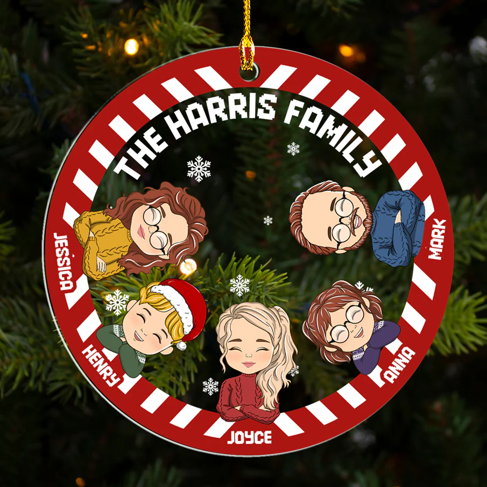 Flat Art Family Sweater Pattern - Personalized Custom Acrylic Ornament - Image 4