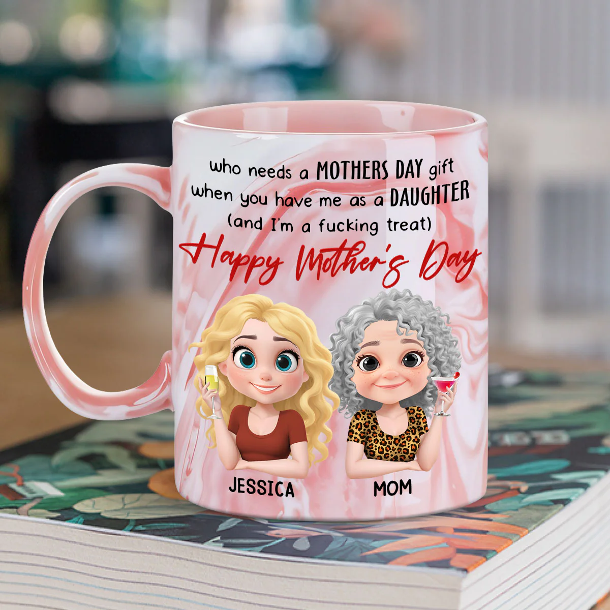 Flawless Child Zero Receipt Needed - Personalized Custom Pink Marble Mug - Image 2