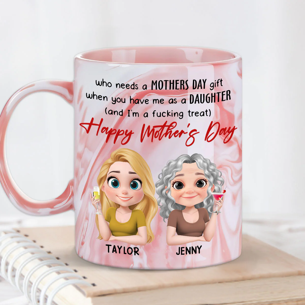 Flawless Child Zero Receipt Needed - Personalized Custom Pink Marble Mug - Image 4