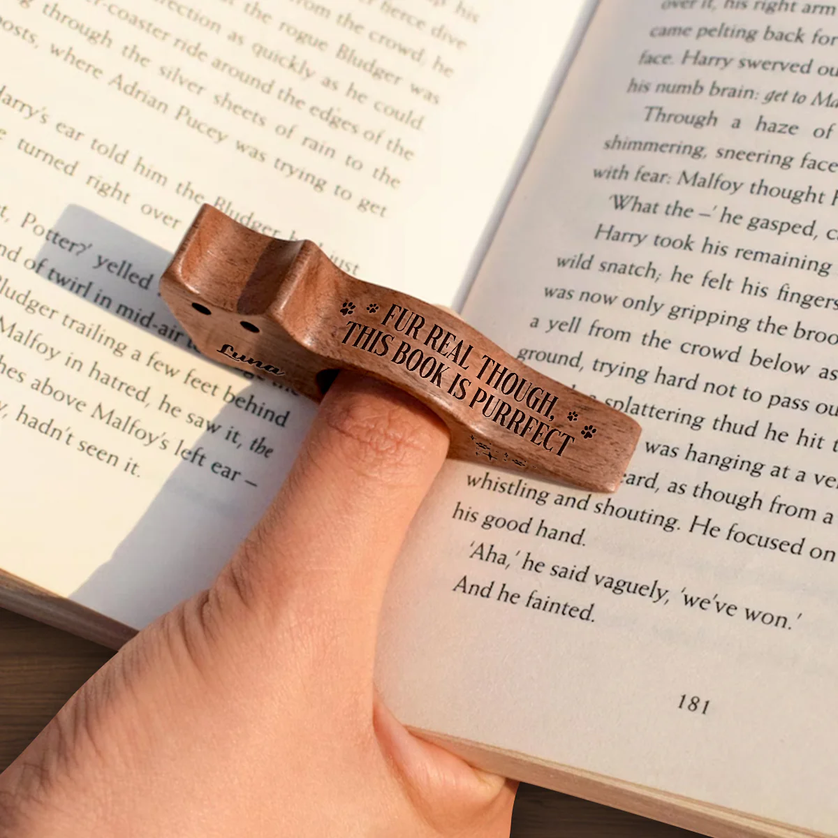 Flicks And Plot Twists - Personalized Custom Cat Book Page Holder - Image 3