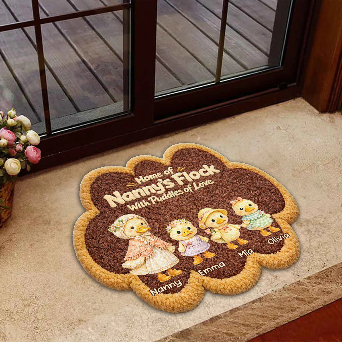 Flock Of Grandma - Personalized Custom Doormat - Image 3