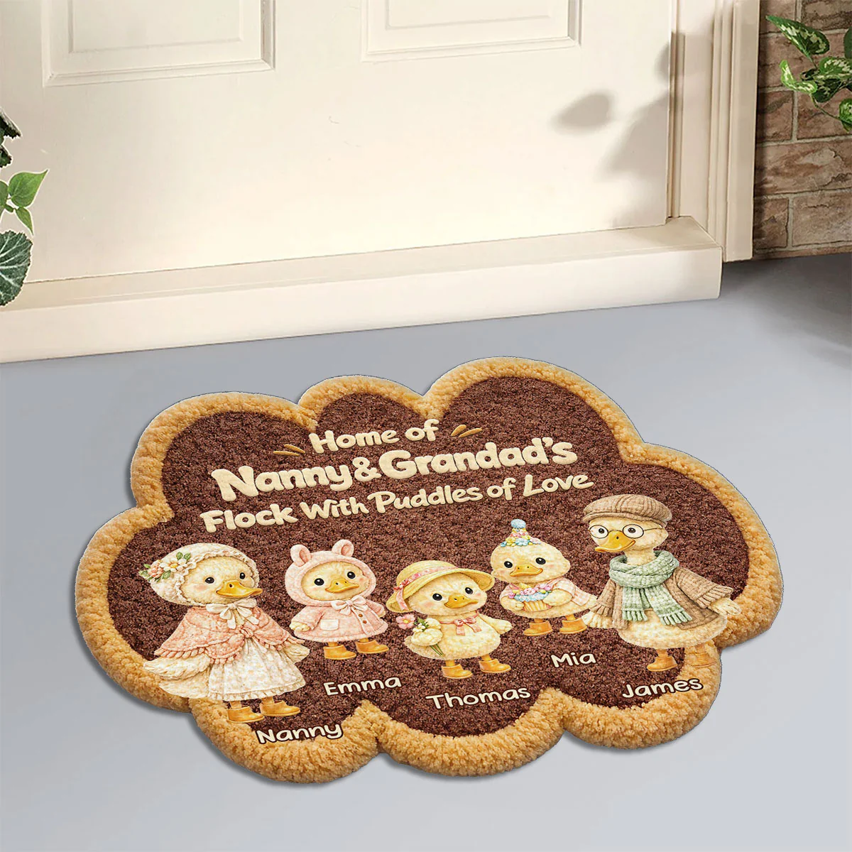 Flock Of Grandma - Personalized Custom Doormat - Image 4