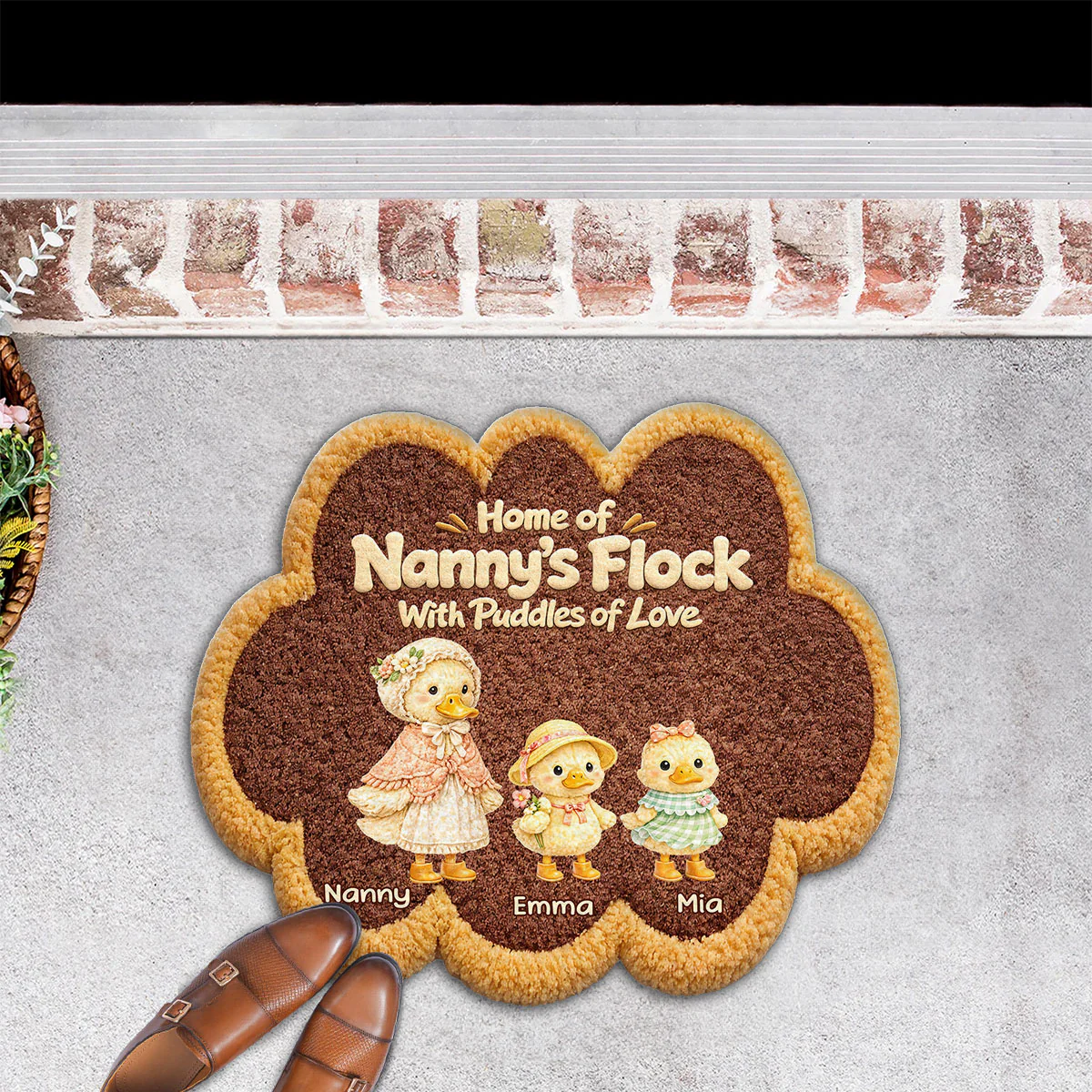 Flock Of Grandma - Personalized Custom Doormat - Image 5