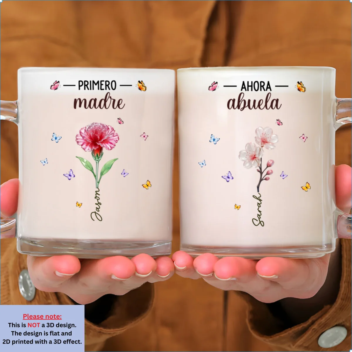 Flor Del Mes De Nacimiento De La Abuela Glass - Taza De Vidrio Personalizada - Image 6
