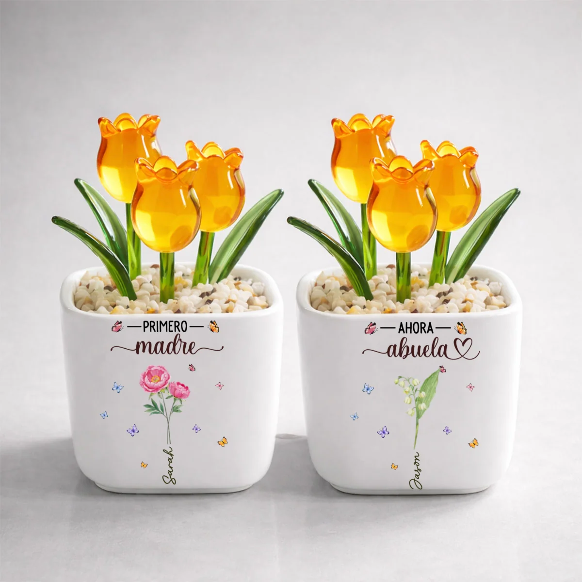 Flor Del Mes De Nacimiento De La Abuela - Vaso Personalizado Con Tulipanes Eternos - Image 10