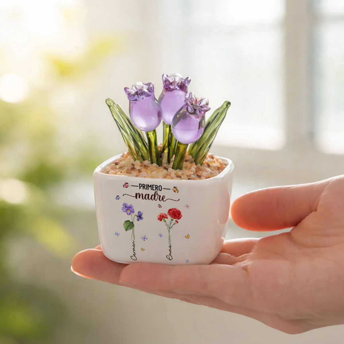 Flor Del Mes De Nacimiento De La Abuela - Vaso Personalizado Con Tulipanes Eternos - Image 5