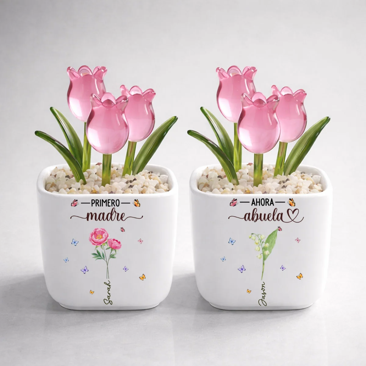 Flor Del Mes De Nacimiento De La Abuela - Vaso Personalizado Con Tulipanes Eternos - Image 8