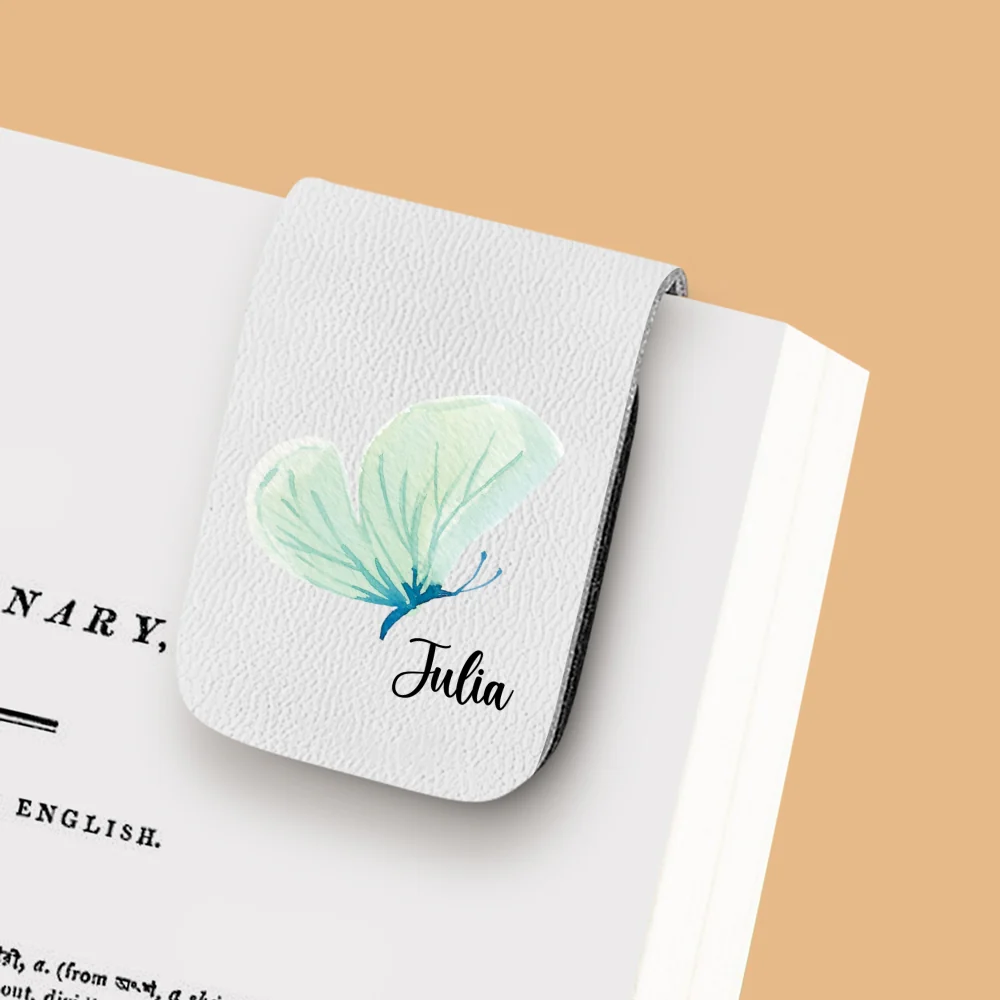 Floral Butterfly - Personalized Custom Leather Bookmark - Image 12