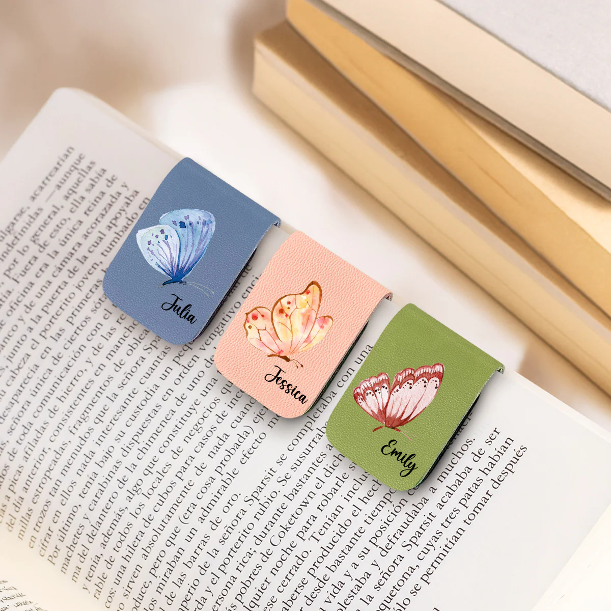 Floral Butterfly - Personalized Custom Leather Bookmark - Image 5