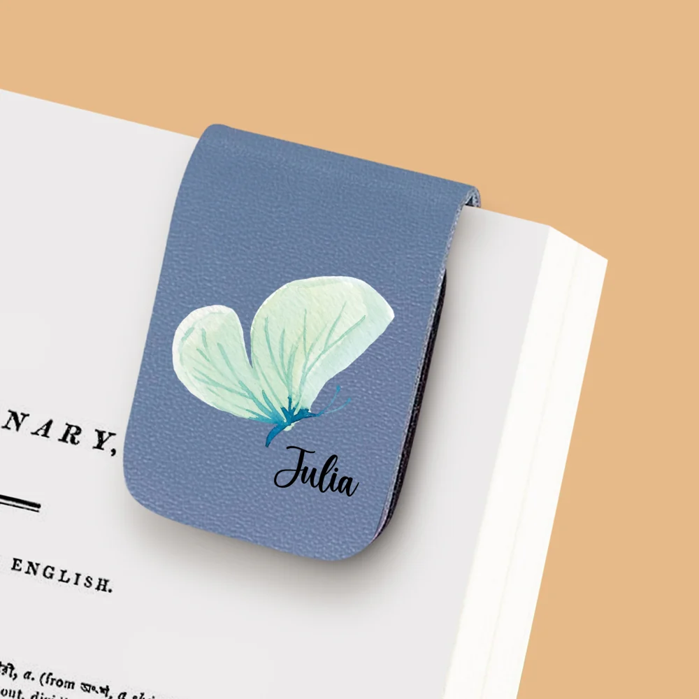 Floral Butterfly - Personalized Custom Leather Bookmark - Image 9