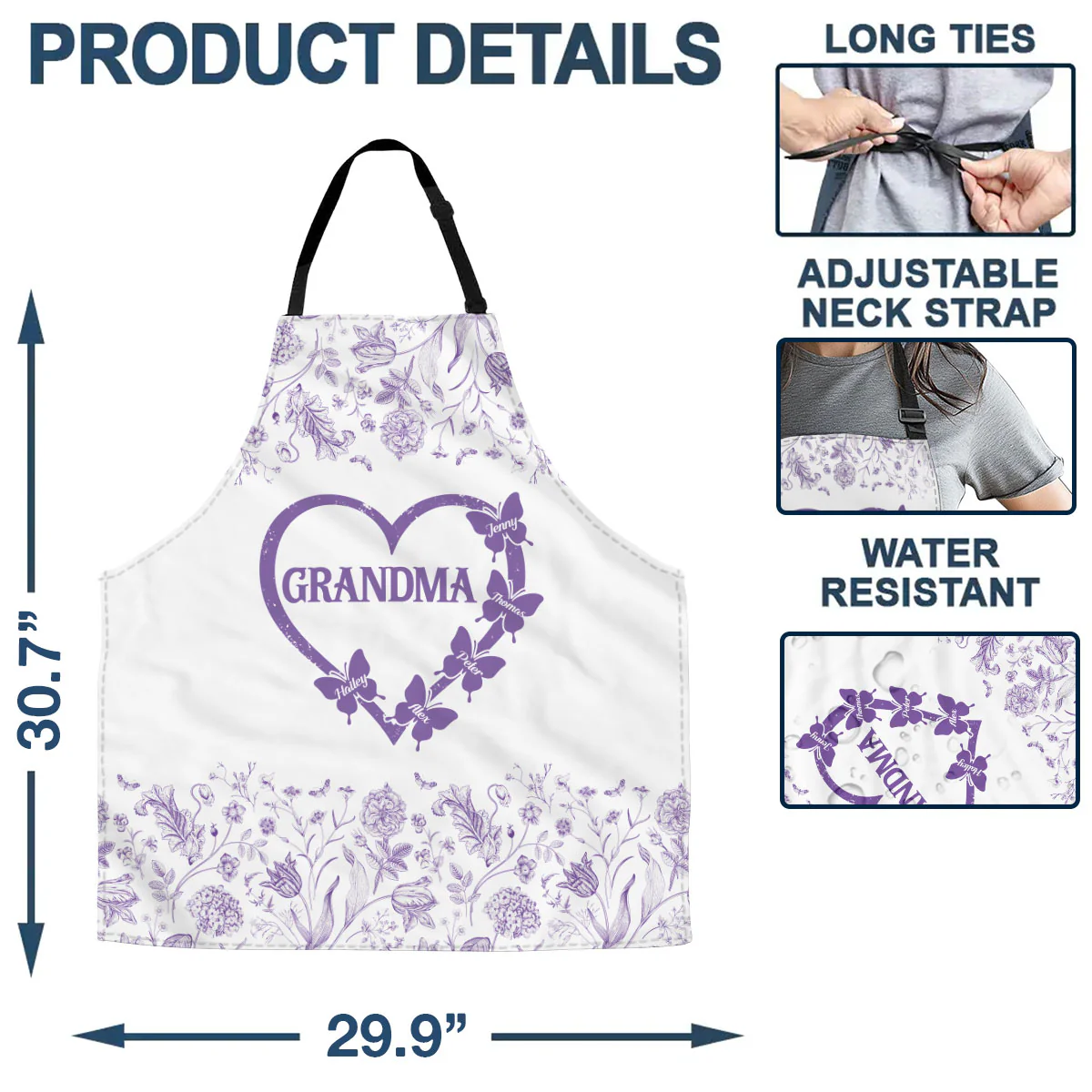 Floral Grandma - Personalized Custom Apron - Image 5