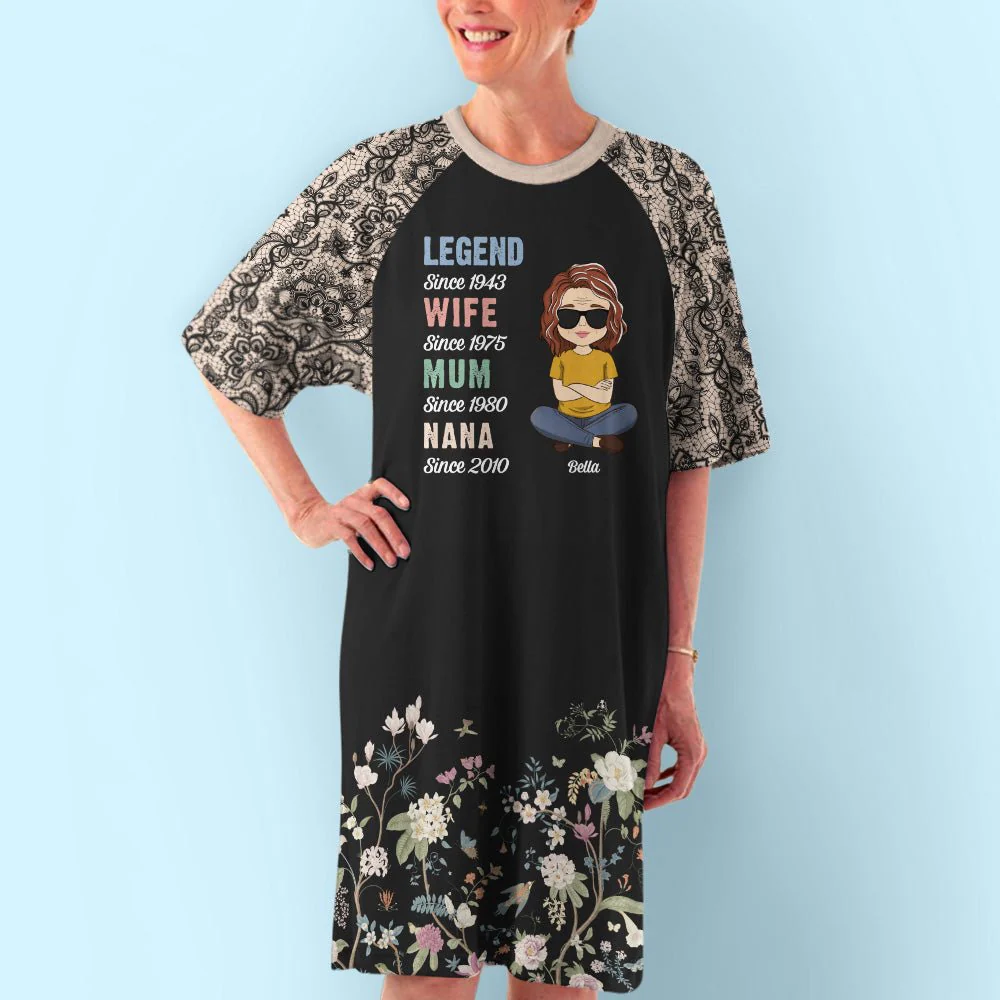 Floral Legend Grandma - Personalized Custom 3/4 Sleeve Dress - Image 3