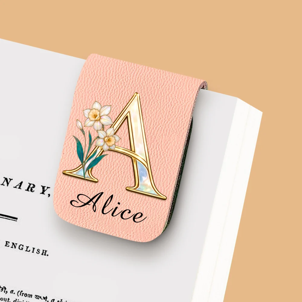 Floral Monogram - Personalized Custom Leather Bookmark - Image 10