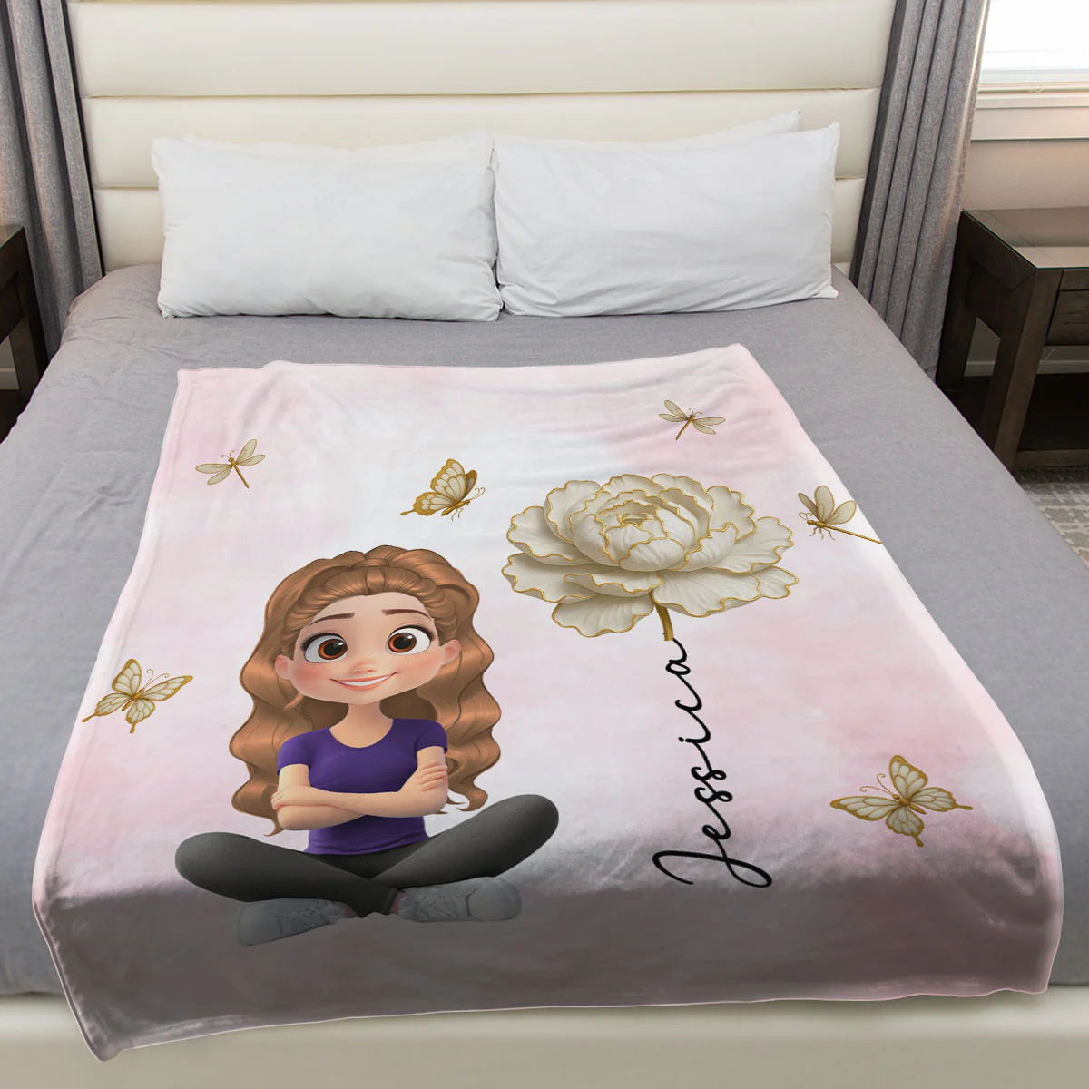 Floral Soul - Personalized Custom Fleece Blanket - Image 3