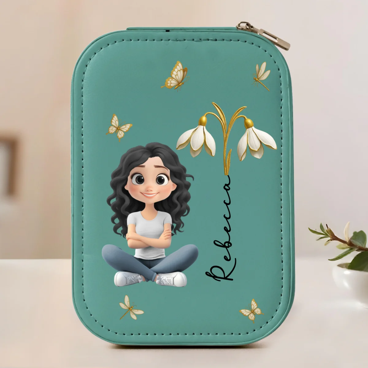 Floral Soul - Personalized Custom Jewelry Box With LED Mirror - Image 11