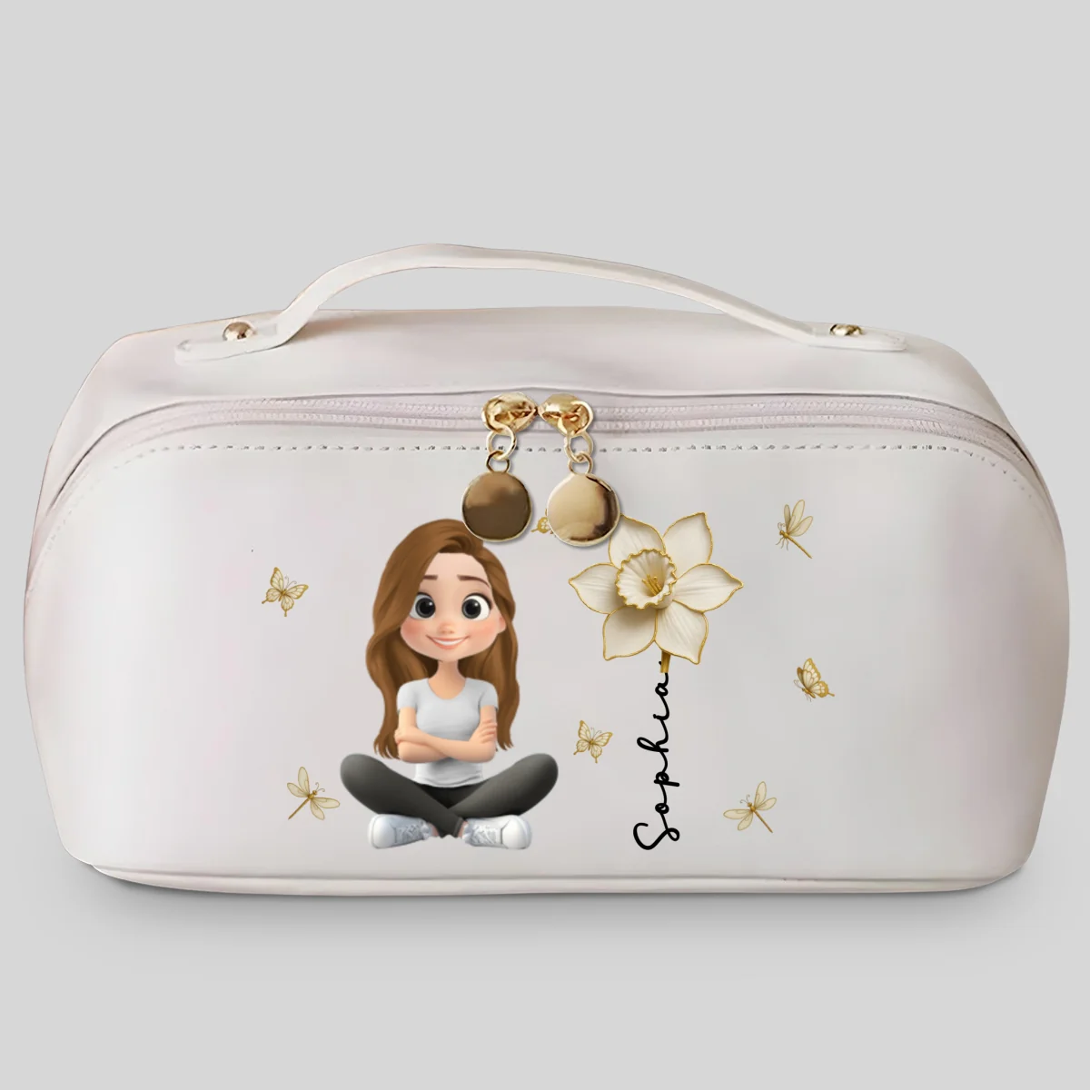 Floral Soul - Personalized Custom Leather Makeup Bag - Image 6
