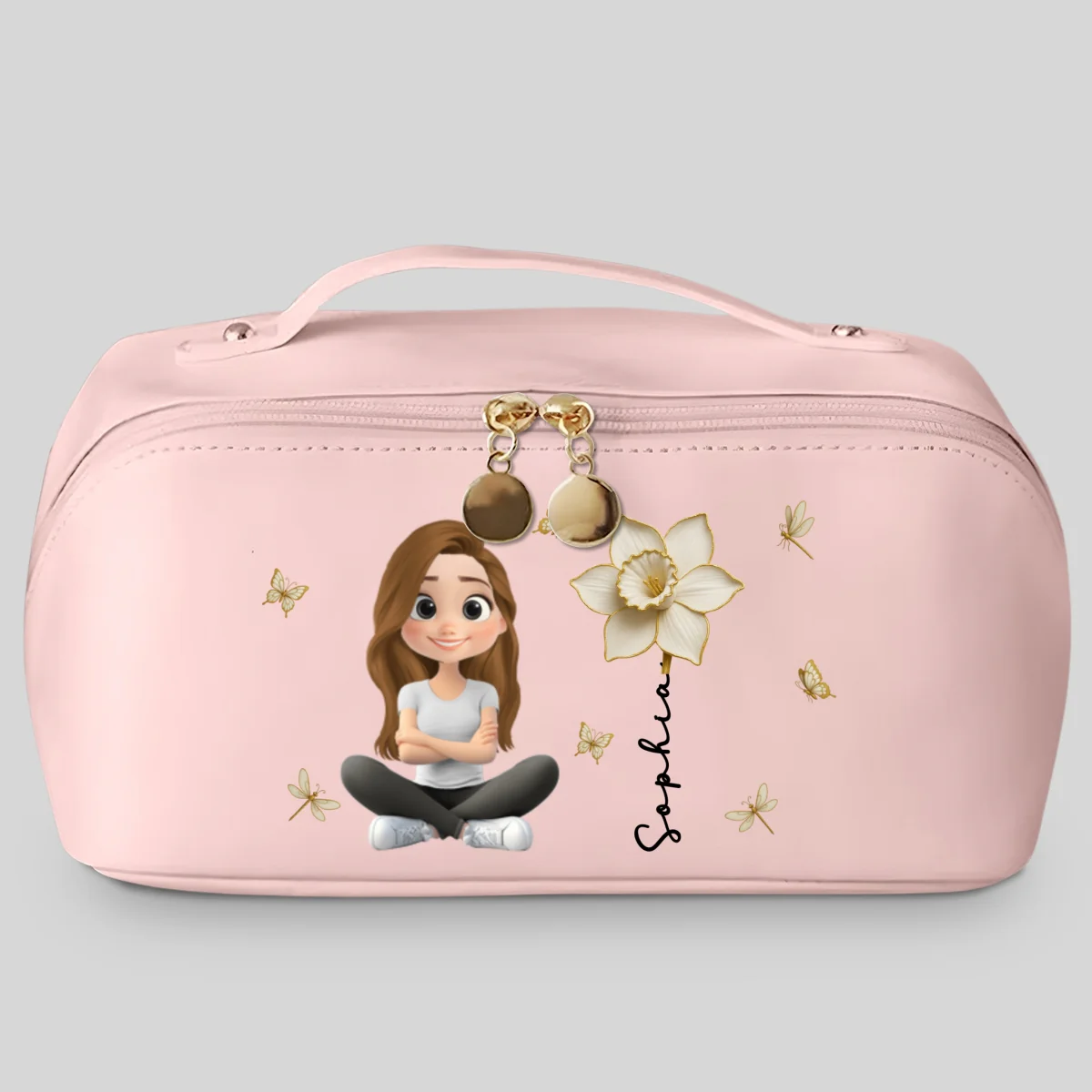 Floral Soul - Personalized Custom Leather Makeup Bag - Image 7