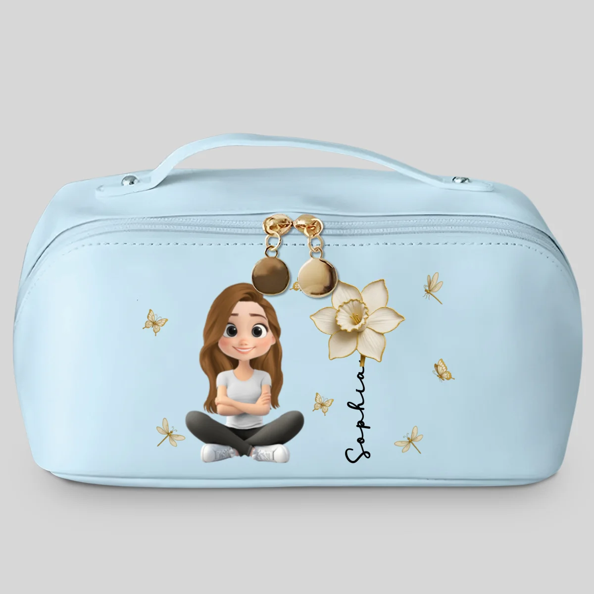 Floral Soul - Personalized Custom Leather Makeup Bag - Image 8