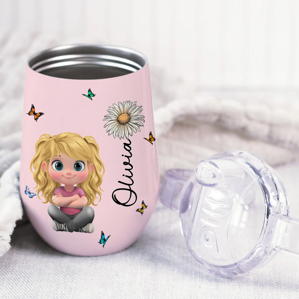 Floral Soul - Personalized Custom Sippy Cup With Handles - Image 3