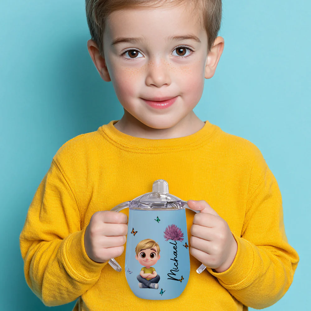 Floral Soul - Personalized Custom Sippy Cup With Handles - Image 6