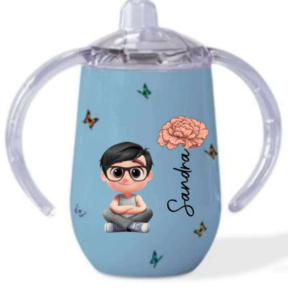 Floral Soul - Personalized Custom Sippy Cup With Handles - Image 8
