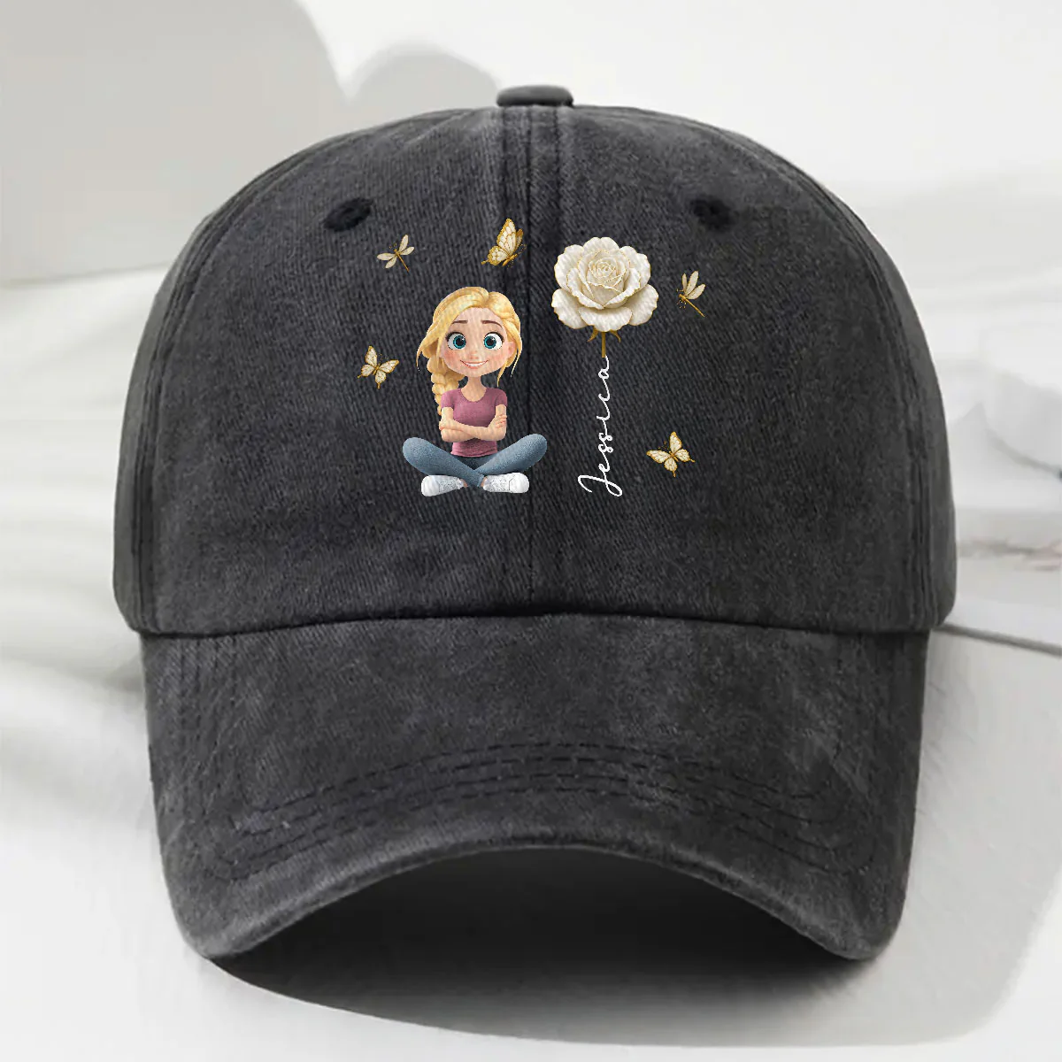 Floral Soul - Personalized Custom Vintage Washed Denim Cap