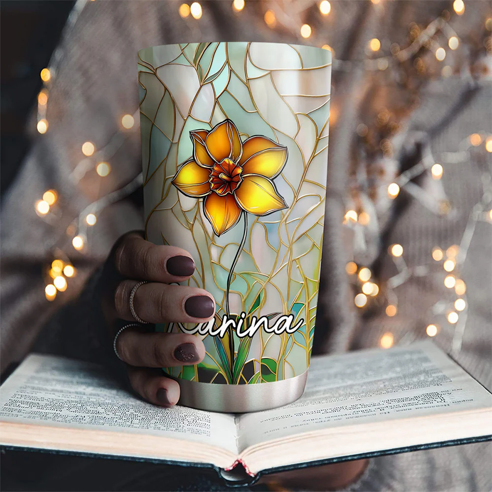 Floral Stained - Personalized Custom Tumbler - Image 2