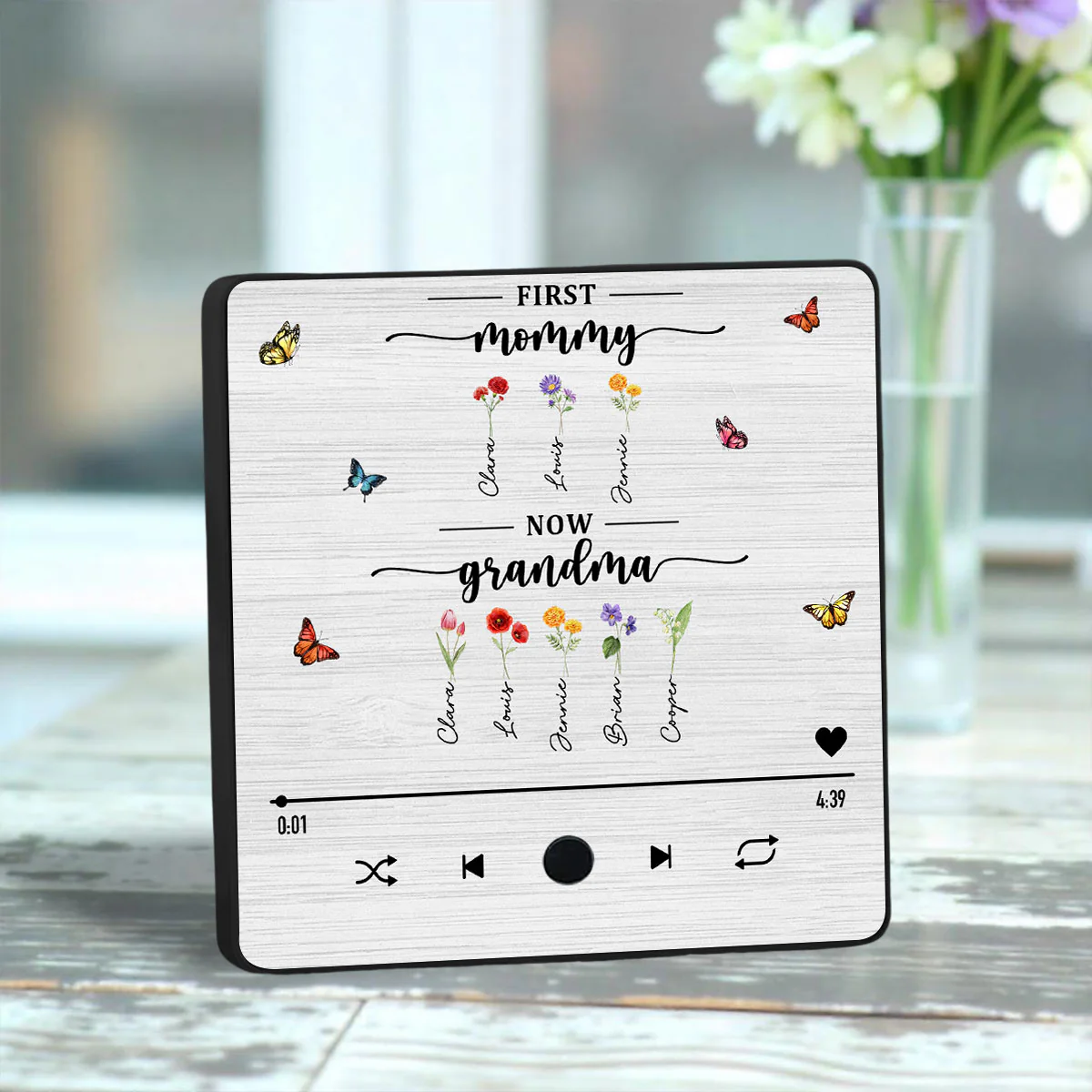 Flower Birth Month Garden Grandma - Personalized Custom Music Fridge Magnet - Image 2