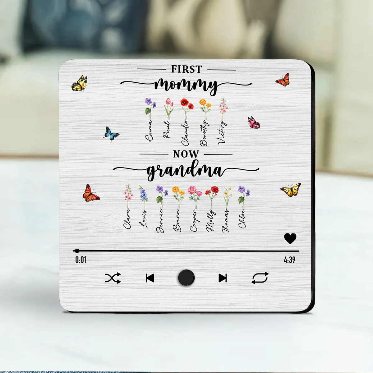 Flower Birth Month Garden Grandma - Personalized Custom Music Fridge Magnet - Image 3