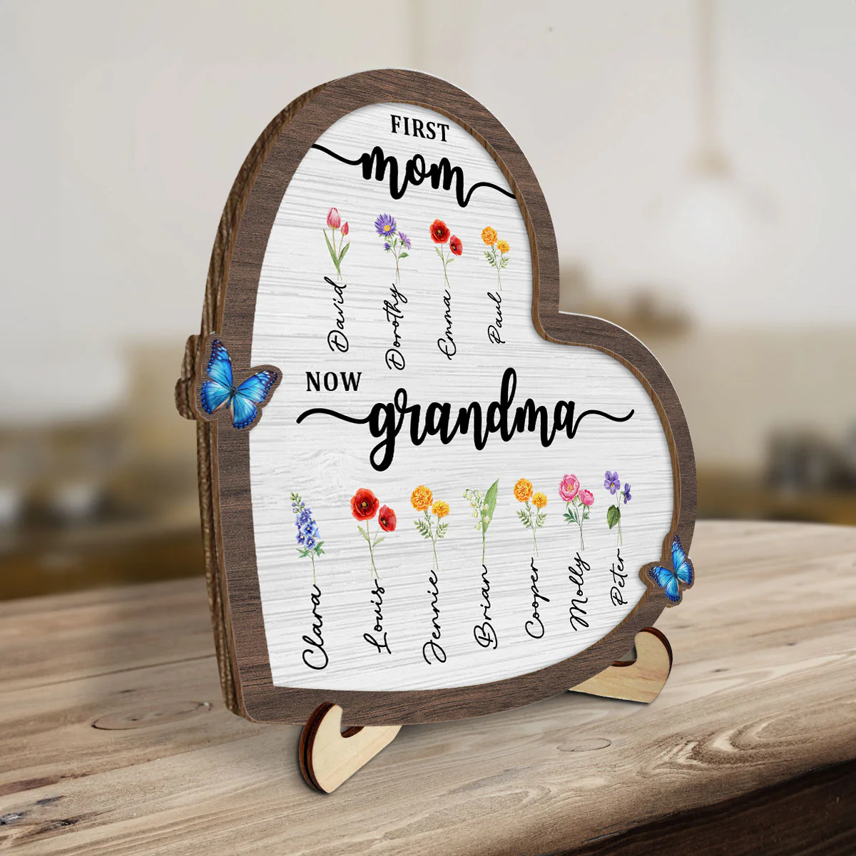 Flower Birth Month Garden Grandma - Personalized Custom Wooden Plaque - Image 2