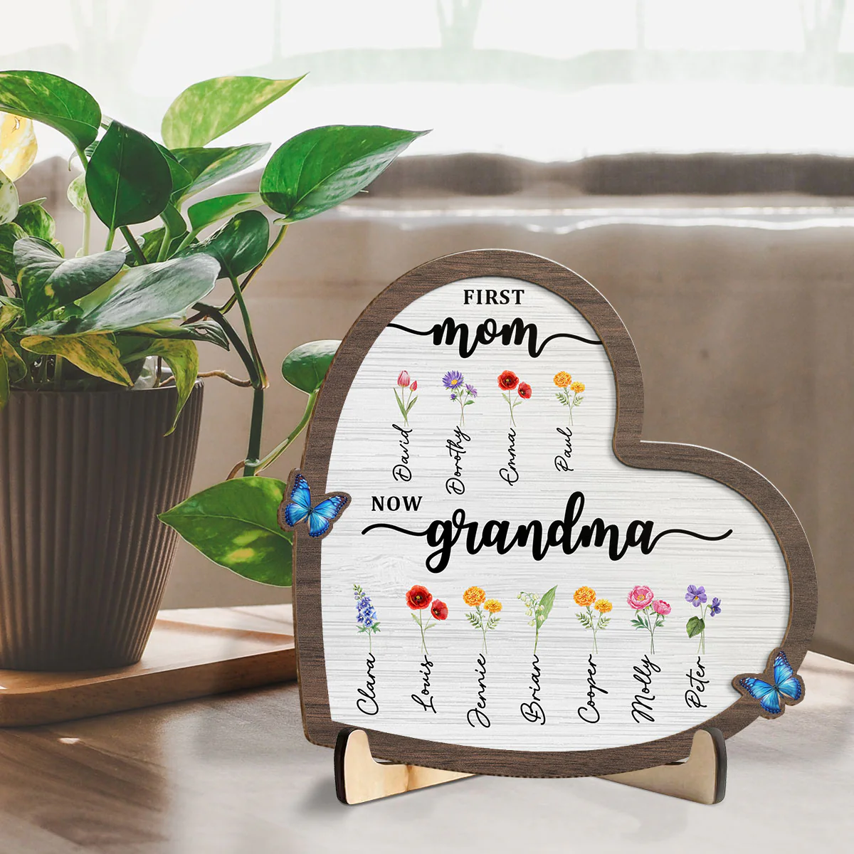 Flower Birth Month Garden Grandma - Personalized Custom Wooden Plaque - Image 3