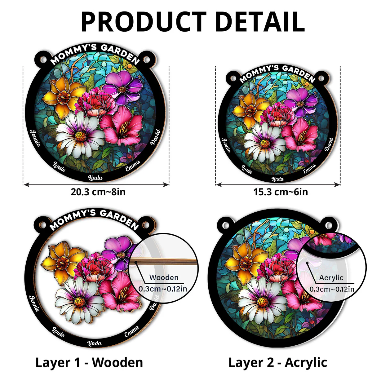 Flower Birth Month Garden Mother - Personalized Custom Suncatcher - Image 4