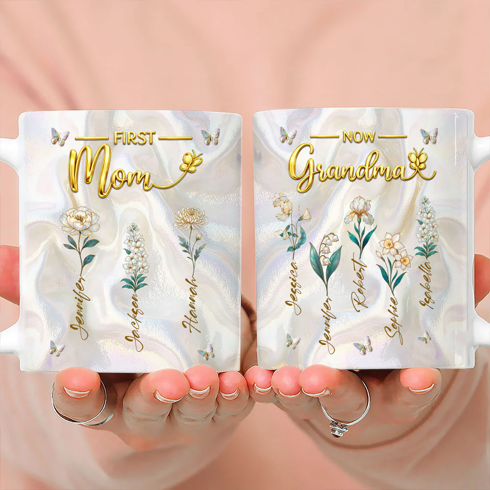 Flower Gift For Mom Grandma - Personalized Custom 3D Inflated Effect Mug - Image 2