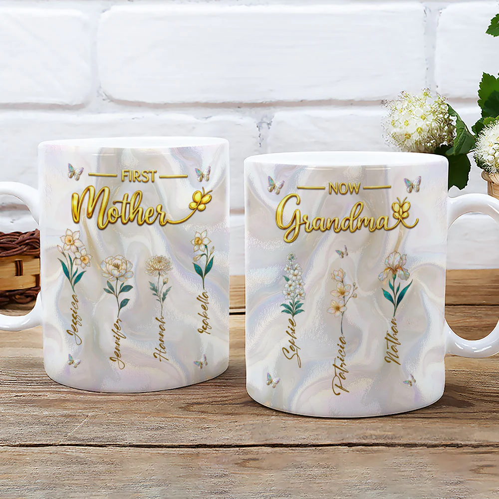 Flower Gift For Mom Grandma - Personalized Custom 3D Inflated Effect Mug - Image 3