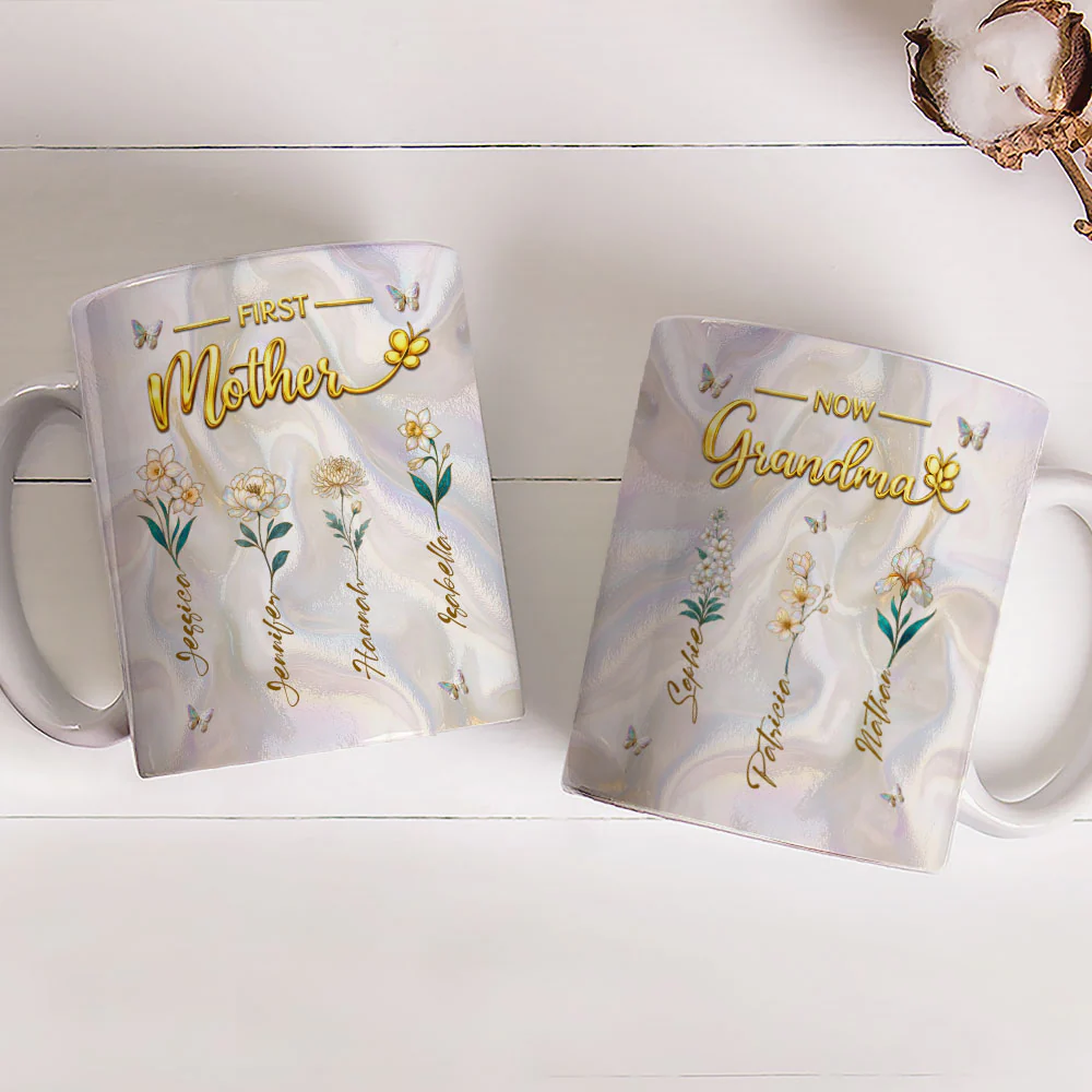 Flower Gift For Mom Grandma - Personalized Custom 3D Inflated Effect Mug - Image 4