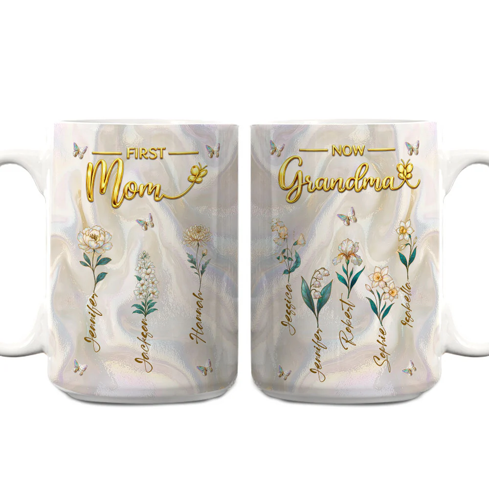 Flower Gift For Mom Grandma - Personalized Custom 3D Inflated Effect Mug - Image 7
