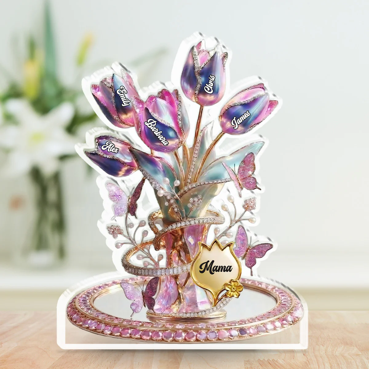 Flower Gift For Mom Grandma - Personalized Custom Acrylic Plaque