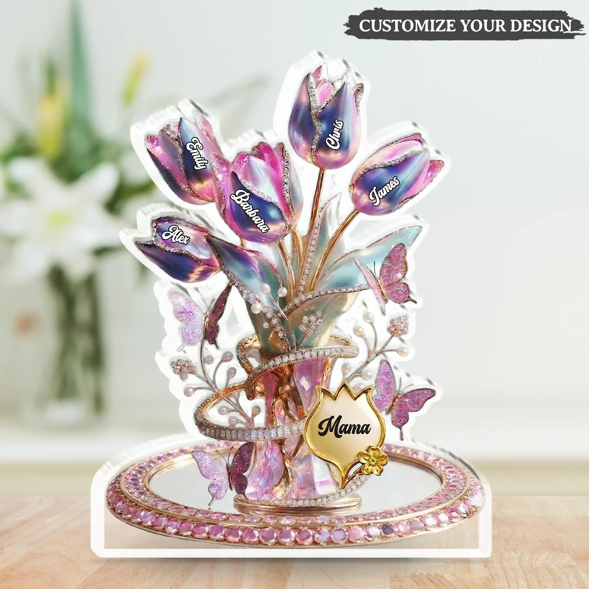 Flower Gift For Mom Grandma - Personalized Custom Acrylic Plaque - Image 5