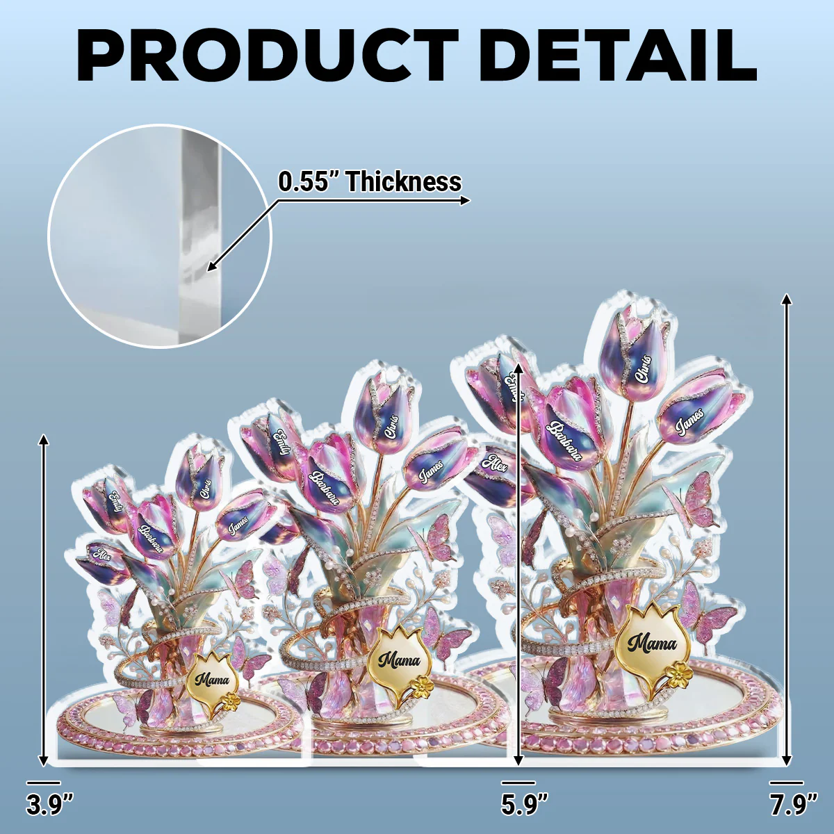 Flower Gift For Mom Grandma - Personalized Custom Acrylic Plaque - Image 6