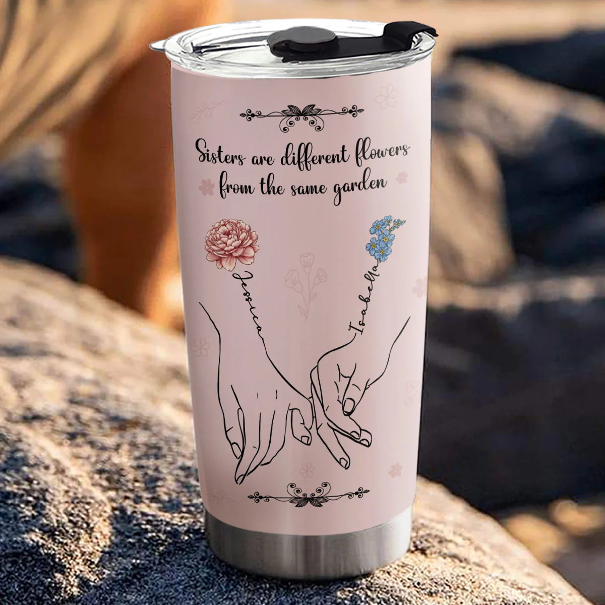 Flower Hands In Hands - Personalized Custom Tumbler - Image 3
