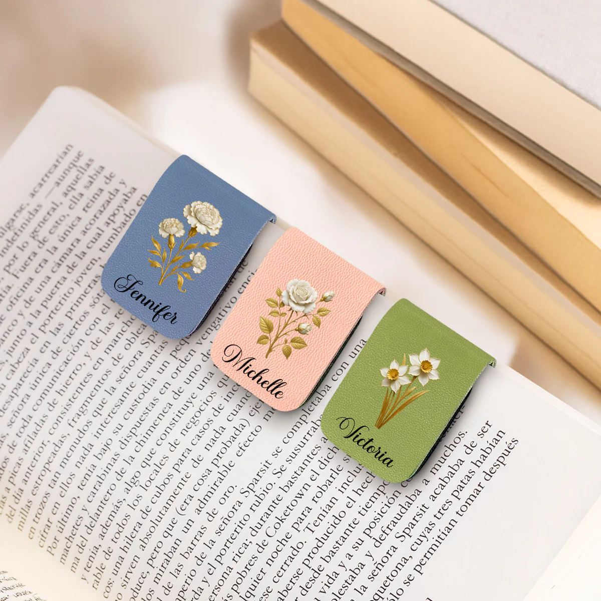 Flower Of The Month - Personalized Custom Leather Bookmark - Image 3