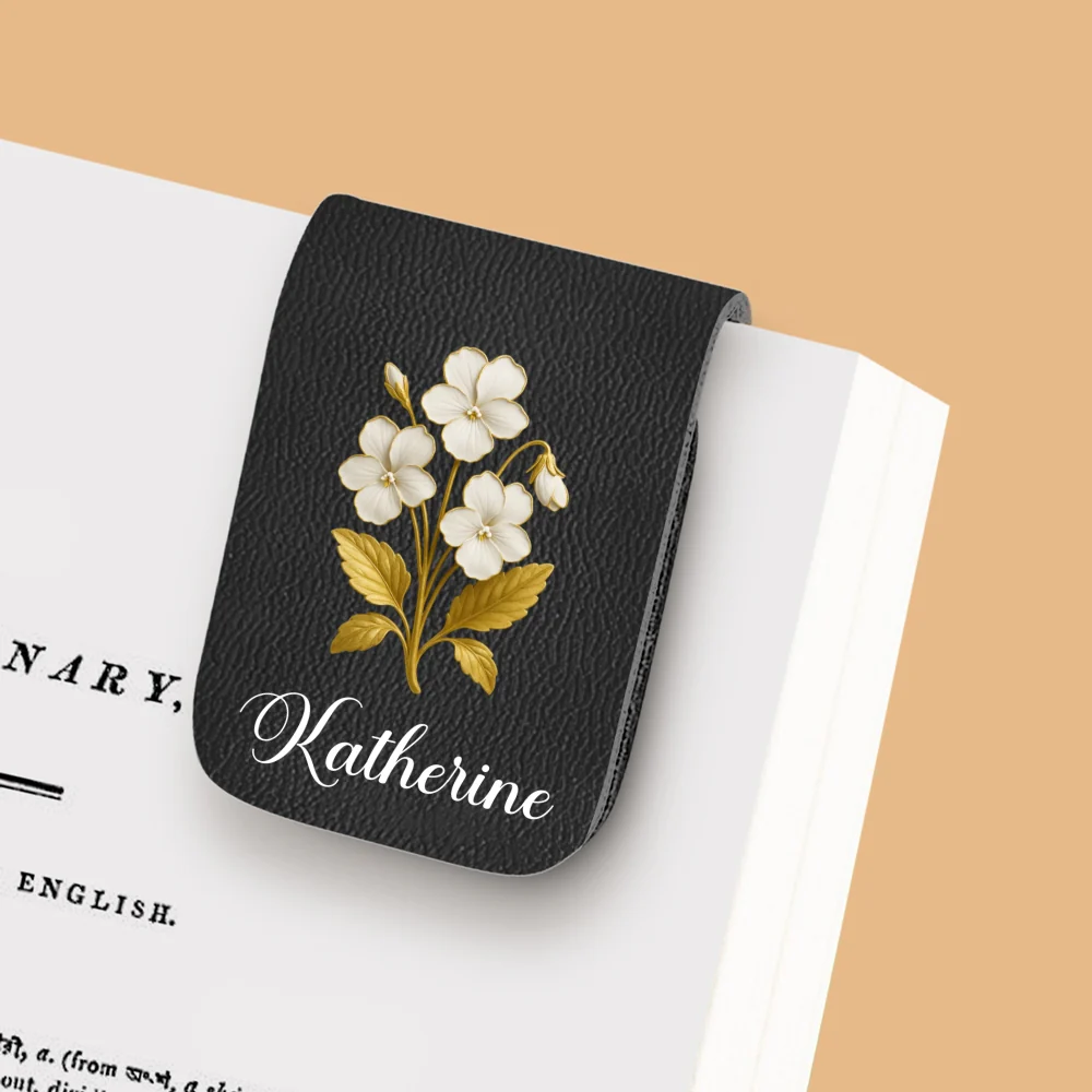 Flower Of The Month - Personalized Custom Leather Bookmark - Image 7