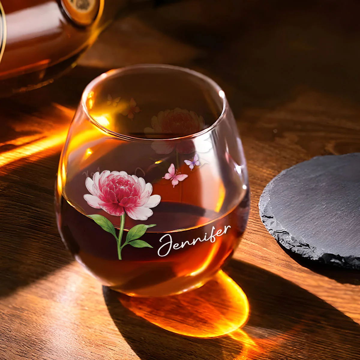 Flower Power - Personalized Custom Wine Glass - Image 2