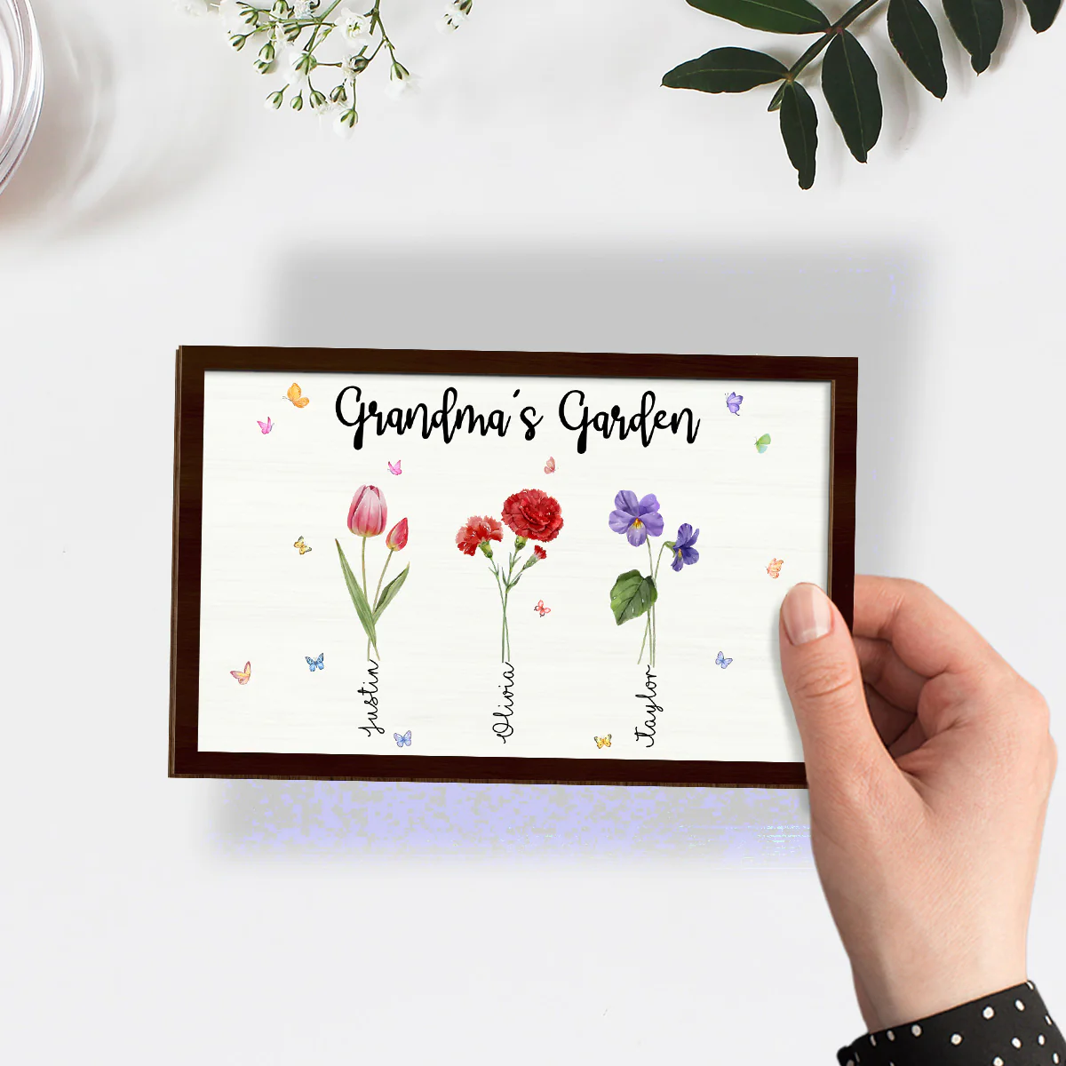 Flower With Family Names - Personalized Custom Wooden Plaque - Image 4