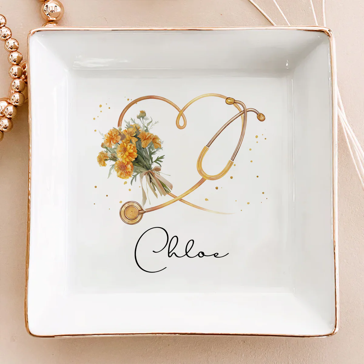 Flowers Bloom Under Caring Eyes  - Personalized Custom Jewelry Dish