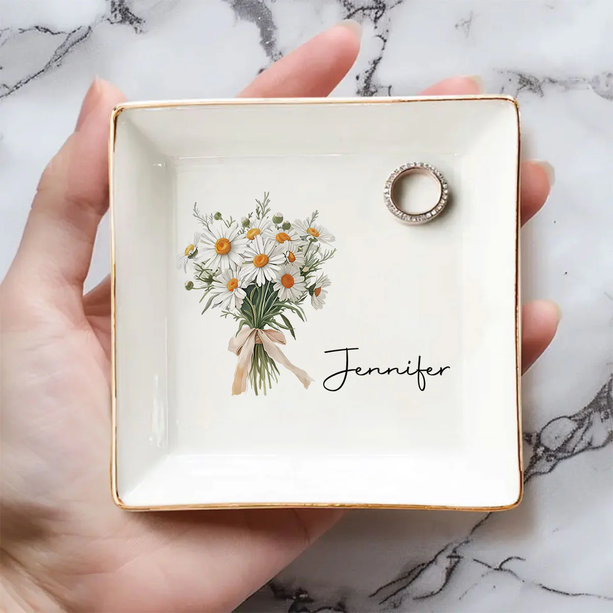 Flowers Do Not Tell They Show - Personalized Custom Jewelry Dish - Image 2