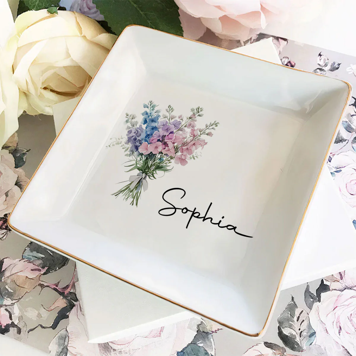 Flowers Do Not Tell They Show - Personalized Custom Jewelry Dish - Image 4