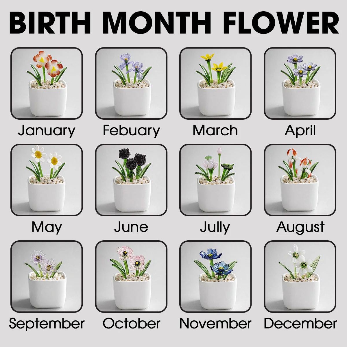 Flowers For Mom - Personalized Custom Glass Birth Month Flower - Image 7