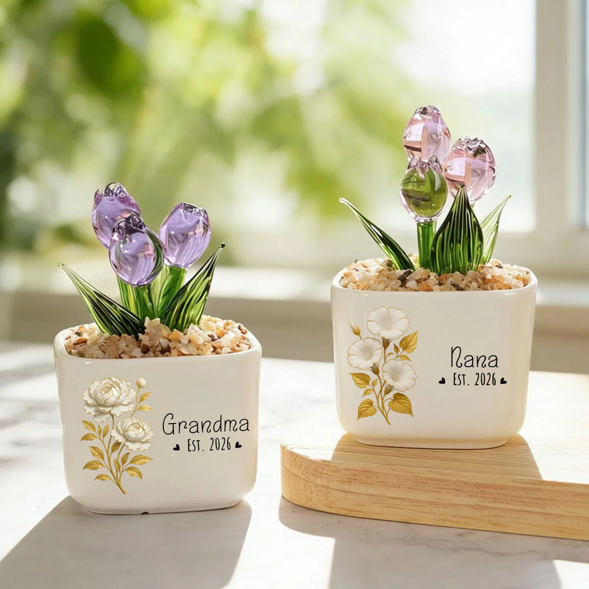 Flowers For The Best Mom Ever - Personalized Custom Glass Everlasting Tulips - Image 2